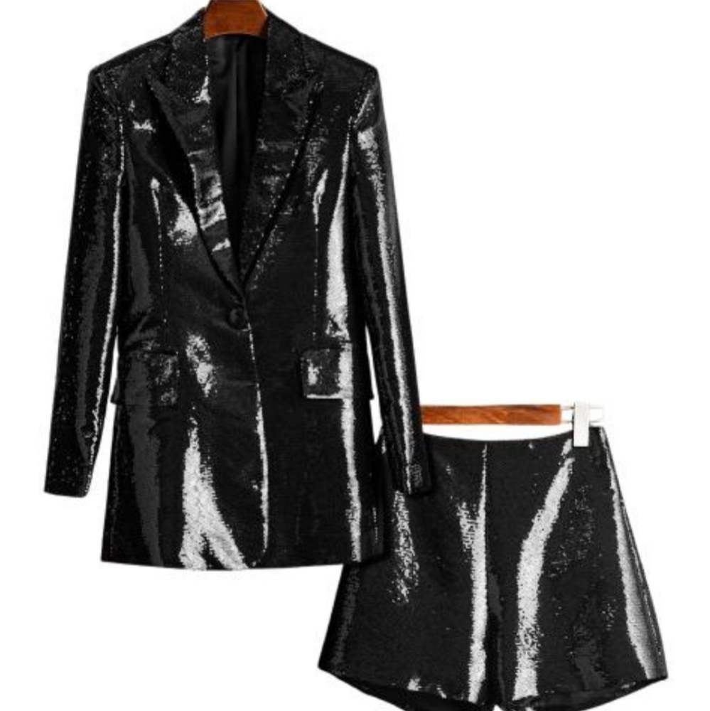 Sequin Blazer & Shorts Set